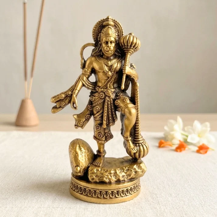 Divine Hanuman Ji Idol with Gada - Strength, Protection & Blessings ( Gold Plated )